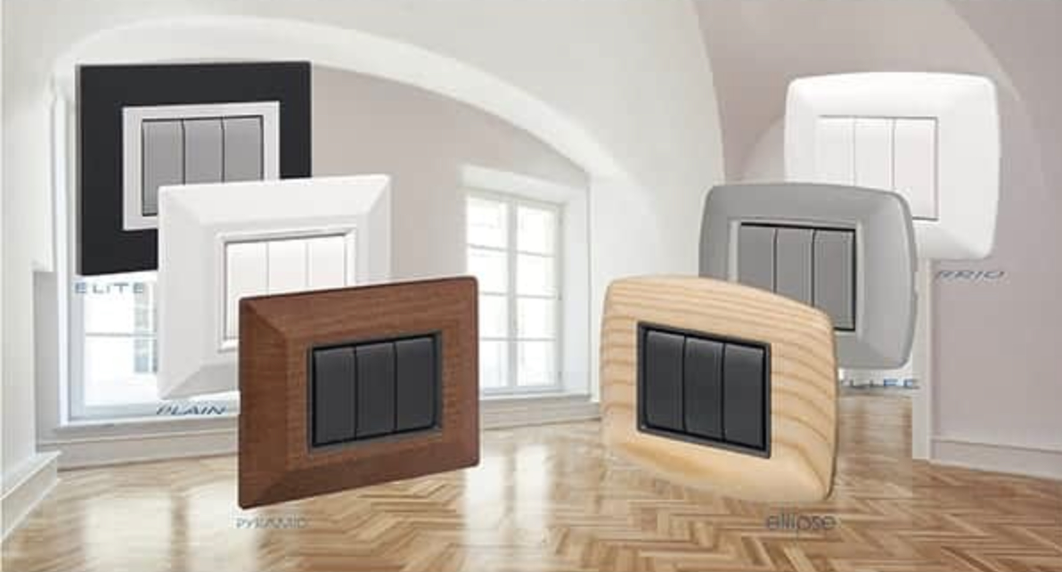 Placche FEB in legno interruttori Pepautomazione P&P